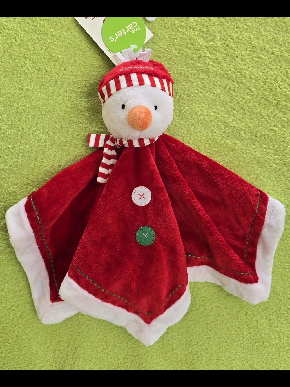 NWT MINT Baby BOYS & GIRLS SECURITY BLANKET Red +White Snowman Plush Lovey (Q6)